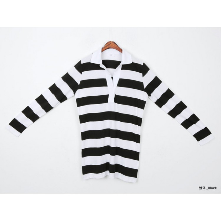 TE9952WJYS Camicia ampia a maniche lunghe a righe alla moda coreana-8