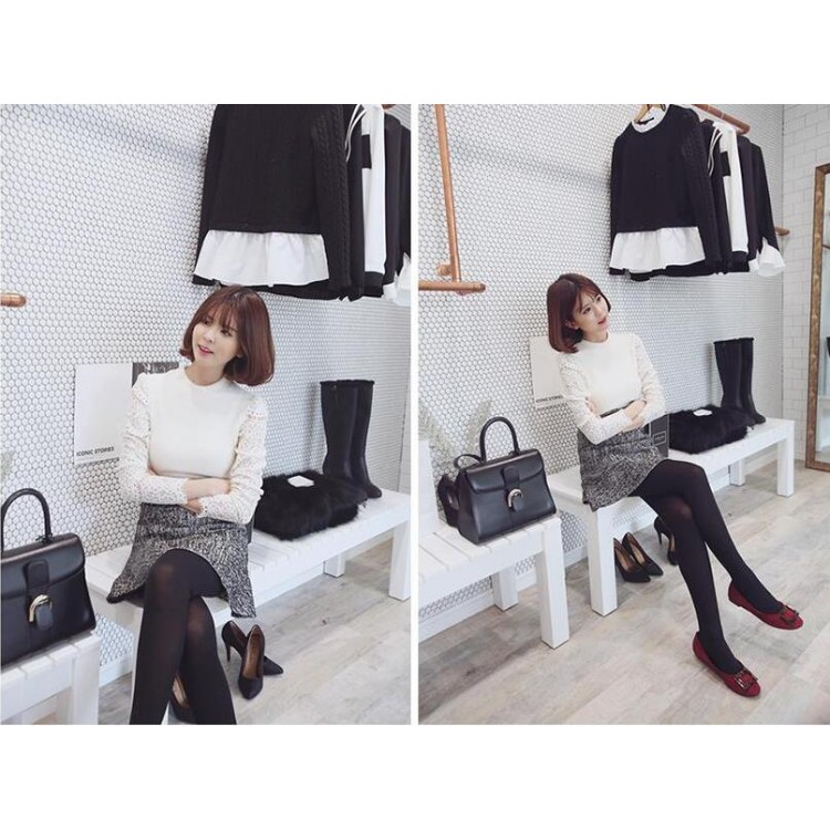 TE9985WJYS Top autunnali eleganti in maglia con giunture in pizzo-3